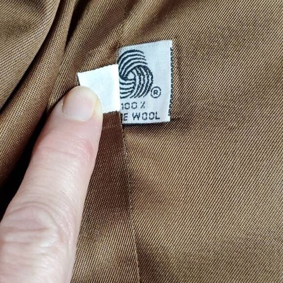 Jones New York 100% Wool Sz. 10‎ Army Green & Gold Buttoned Lined Blazer - Picture 11 of 12